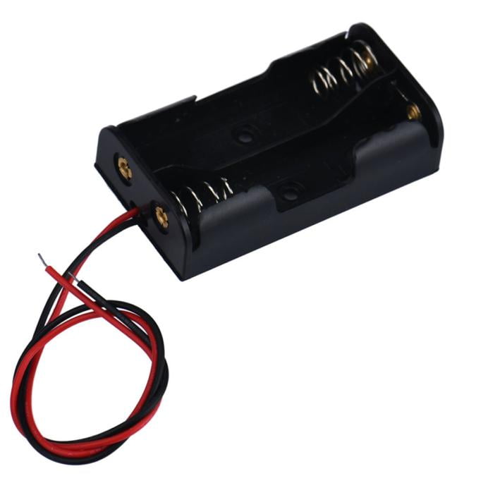 Wkaflk Box Holder For 2 x AA With Wire Leads Plastic Battery Storage Case