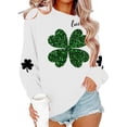thumbnail image 6 of BRGZLK St.Patrick's Day Sweatshirts for Women Round Neck Print Sweatshirt Long Sleeve Funny Irish Shamrock Graphic Pullover Top Holiday Clothes White M, 6 of 6