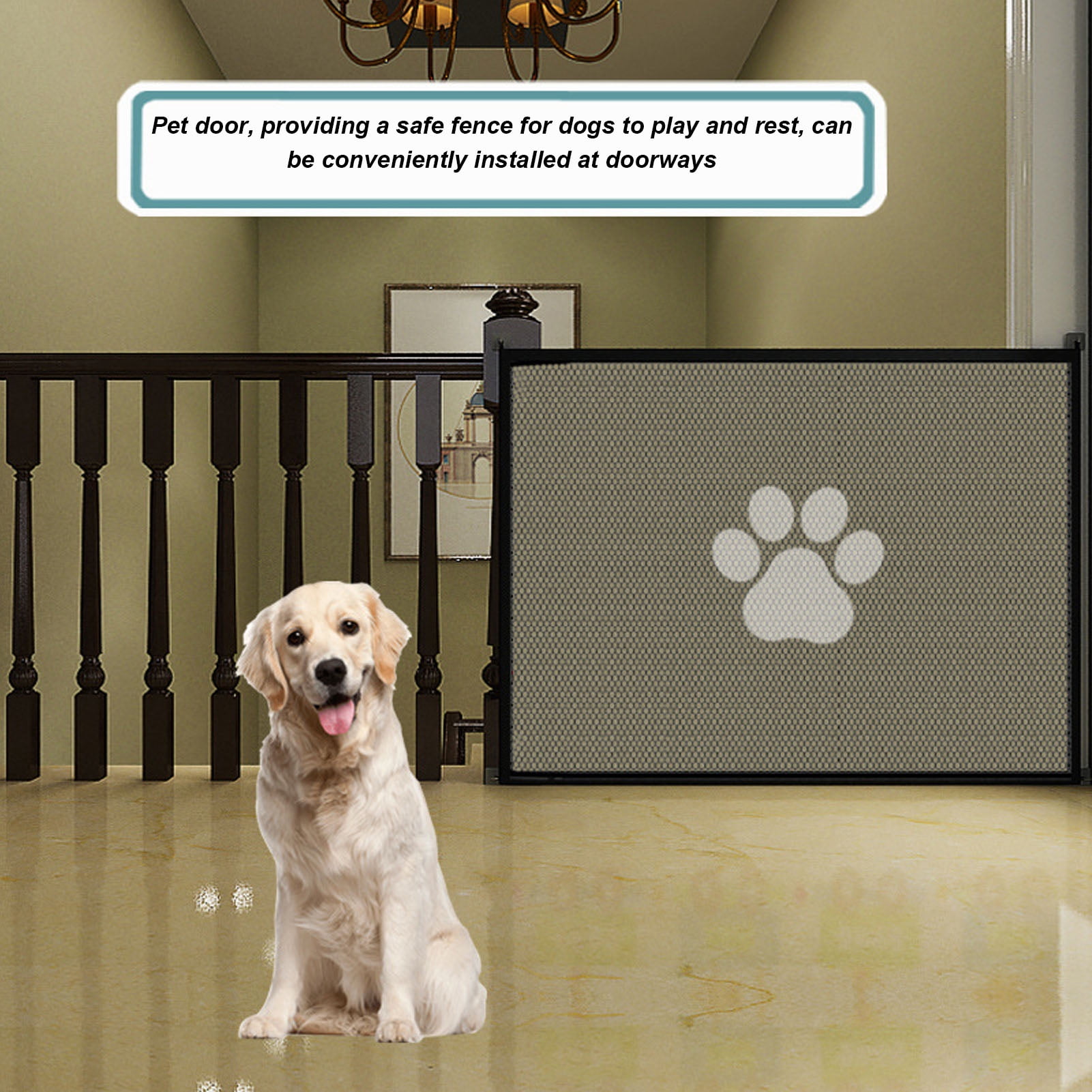 Dog Gate, Dogs Screen Mesh Gate Fence Safety Pet Stairs Gate