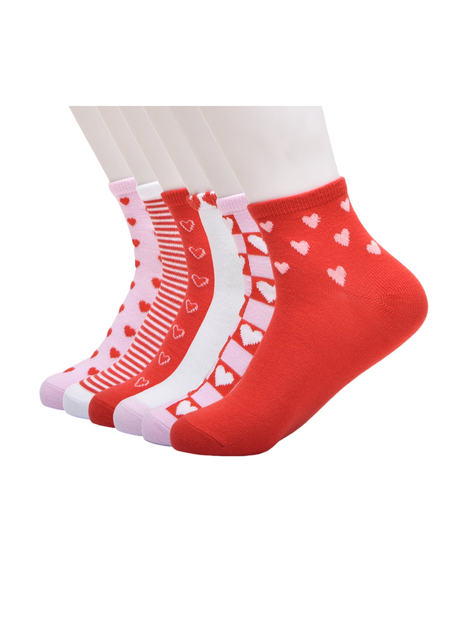 Wonder Nation Girls Heart Quarter Crews Socks, 6-pack, Size Medium (Shoe Size 10.5-4)