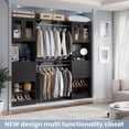 thumbnail image 2 of iSunirm 5FT Walk-in Closet System with Drawers & Doors, 60'' Wooden Wardrobe Closet with Hanging Rod, Heavy Duty Closet Organizer Garment Rack for Bedroom/Closet, 60"L x 80"H x 15"W, Black, 2 of 7