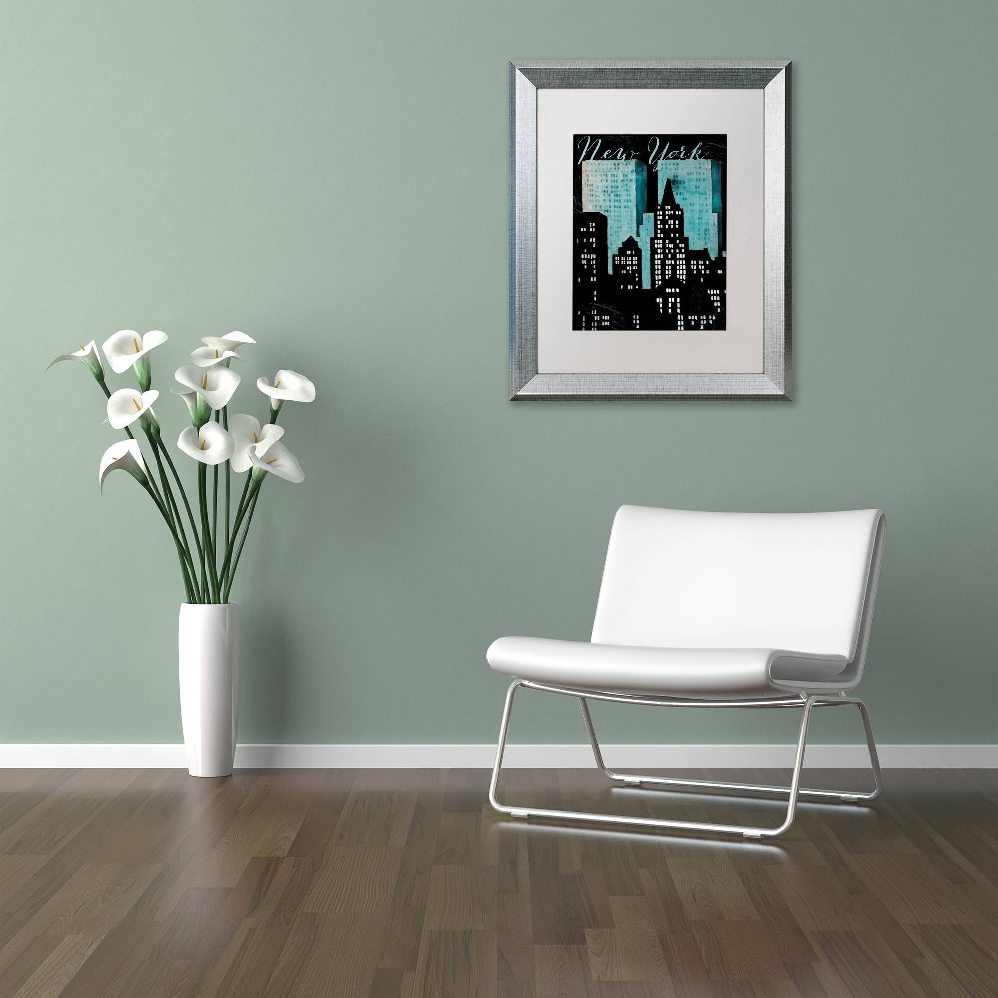 Trademark Fine Art "Retro Cities I" Canvas Art by Color Bakery White Matte, Silver Frame