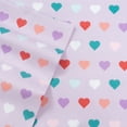 thumbnail image 3 of Kids Fun & Bright Printed Microfiber Sheet Sets, Ultra Soft Fitted Sheets with Straps - Hearts, Full Size, 3 of 5