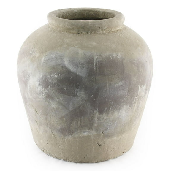 Zentique Emilia Jar 16.15 kg Distressed Grey Wash Terracotta Vase, Ceramic Vases