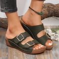 thumbnail image 2 of Kcodviy Women's Summer Open Toe Womens Leopard Slippers Platform one Line Womens Fuzzy Slippers Buckle Beach Sandals, 2 of 9