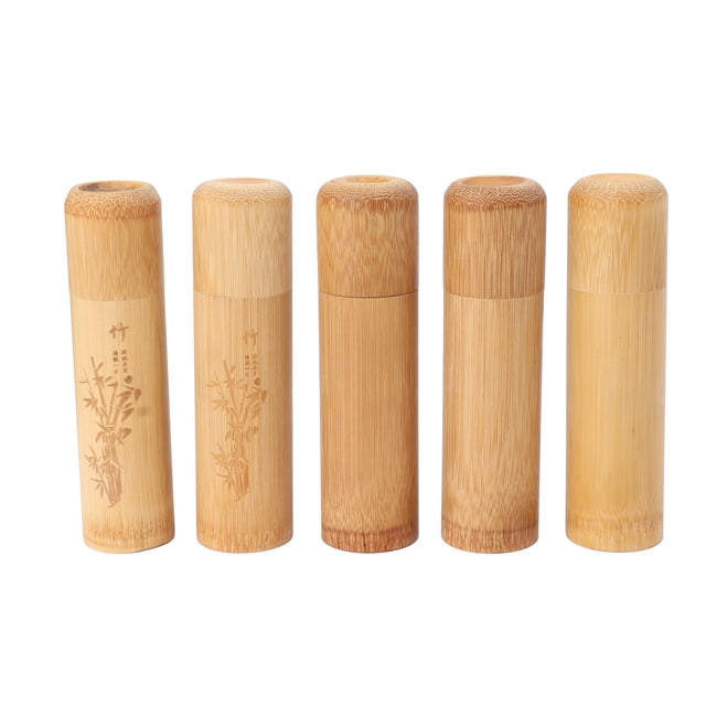 5 uds. Recipiente para té de bambú de viaje de 12cm de longitud, recipiente para almacenamiento de té, tarro para granos de café y nueces, 2 uds. Tipo bambú, 3 uds. Tipo en blanco