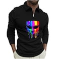 thumbnail image 2 of Ceisia Men's Slim-Fit Long-Sleeve Zip Polo Shirt with Graffiti Mask Print Multi-Color Gift, 2 of 5