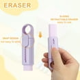 thumbnail image 4 of 6 Pack Erasers, Sliding Retractable Eraser Push Pull Cute Pencil Erasers Soft Large Easy to Clean with Plastic Sleeve for Sketching Drawing Artists Teacher Pencils, Purple TPE, 4 of 6