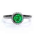 thumbnail image 1 of JeenMata Anillo de Bodas de Tres Diamantes y Moissanita de Corte Redondo Clásico de 1,5 Quilates Engastado en Oro Rosa de 10 K, 1 of 6
