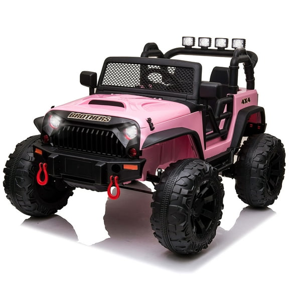 JOINATRE 24V  2-Seater Kids Ride on Car Truck,  48.4 4WD Battery Powered Electric Car w/ Remote Control, 14" Large Wheels, Suspension, Wide Seat, 3 Speed, LED Lights, Music for 3-8 Yrs old, Pink