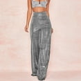 thumbnail image 2 of Jacenvly wide leg pants for women Extra Long High Waisted Plain women's pants Sports Casual High Waist Straight Leg Loose Draping Pants Sequins Party Clothes, 2 of 10