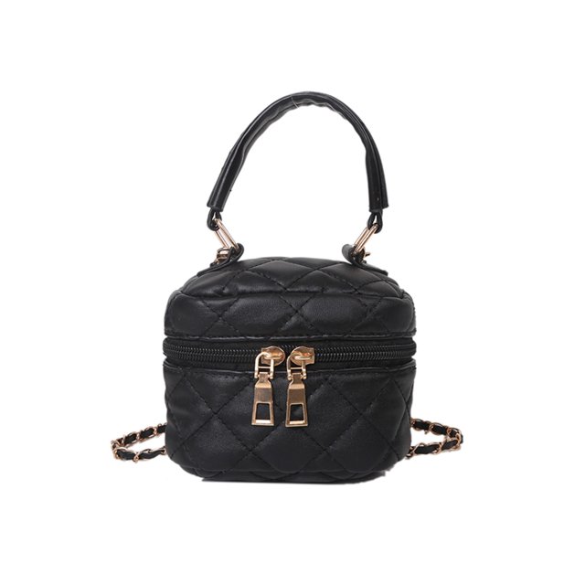 Mini Bandolera Con Cadena para Mujer Piel Sintética Con Entramado Color