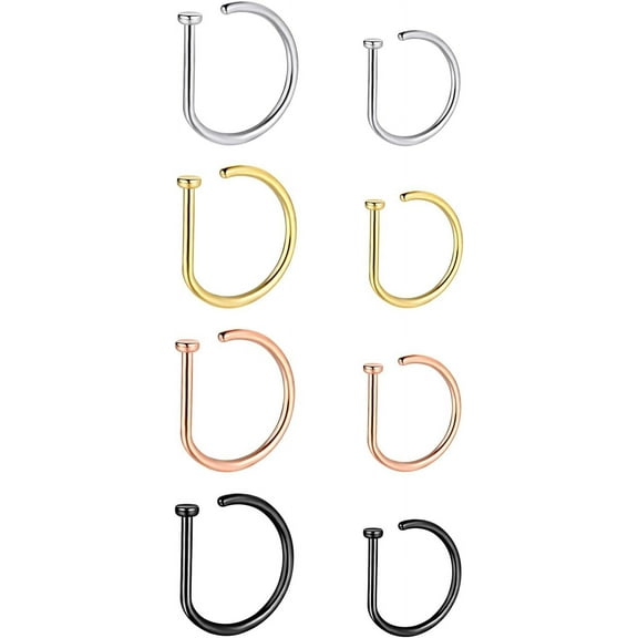 20G Nose Rings Piercing Jewelry Screw Hoops Hypoallergenic for Women Men