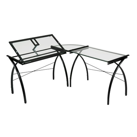 Ls Workcenter - Offex Home Office Futura LS WorkCenter with Tilt Glass - Black/Clear