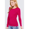 thumbnail image 3 of Simply Fashion Active Basic CrewNeck LongSleeve Slim Fit Cotton Tshirts,hpink,1X, 3 of 4