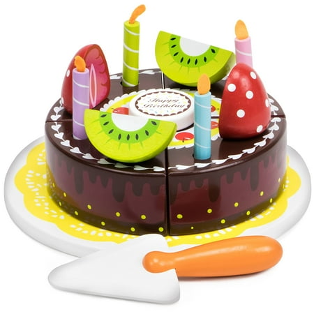 - Happy Birthday Chocolate Party Cake with Candles, Fruits, Serving Tool and Tray by Imagination Generation