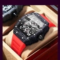 thumbnail image 2 of Reloj de Cuarzo Esqueleto Tonneau para Hombre, Correa de Silicona Impermeable Luminosa Estilo de Carreras, 2 of 5
