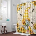 thumbnail image 5 of Gnome Sunflower Yellow Fabric Shower Curtain Floral Leaves Vintage Washable Shower Curtains for Bathroom, Waterproof Bath Curtain with Hooks Home Decor 72x72in, 5 of 8