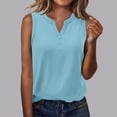 thumbnail image 2 of CHGBMOK Womens Tank Top Button V Neck Sleeveless Solid Summer Top Trendy Comfry Loose Casual Tank, 2 of 7