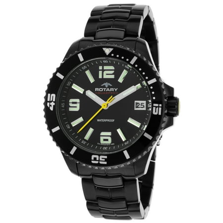 Rotary Agb00085-W-04 Men's Aquaspeed Ion Plated Black Stainless Steel Black Dial Watch