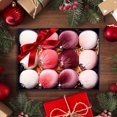 thumbnail image 2 of 12 piezas de adornos de bolas de Navidad de tela rosa y verde para árbol de Navidad, decoración de fiesta, colgante de esferas navideñas de Año Nuevo de 8 cm, 2 of 5