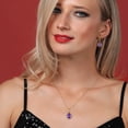 thumbnail image 3 of Gem Stone King 5.82 Ct Oval Purple Amethyst 18K Yellow Gold Plated Silver Pendant and Earrings Jewelry Set, 3 of 5