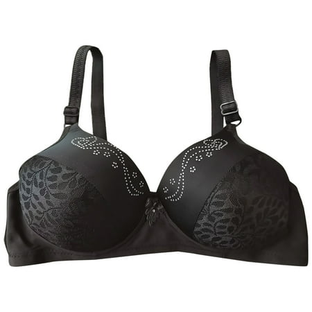 

Aayomet Womens Sports Bras Womens Jacquard Three Bra Thin Underwear Black 95C