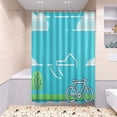 thumbnail image 5 of Bicycle and House in The Sky 4 Piece Bathroom Set Waterproof Bath Curtain Anti-Slip Mats and Toilet Pad Practical and Affordable 66x72in Curtain, 5 of 8