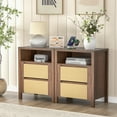 thumbnail image 4 of Eumyviv Woven Nightstand with Rattan Drawer, Boho Night Stand for Bedroom, 1-Drawer Wooden End Table with Open Shelf, Natural for Living Room, Small Spaces   H0192, 4 of 8