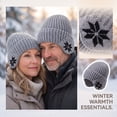 thumbnail image 5 of Voska Thick Knit Maple Leaf Ear Protection Pullover Hat For Men Women Soft Polyester Warm Winter Beanie Stylish Cold Weather Headgear Gray, 5 of 5