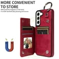 thumbnail image 3 of Nalacover for Samsung Galaxy S22 Wallet Case with Card Slots & Metal Finger Ring, Durable PU Leather Back Double Magnetic Botton Flip Kickstand Purse Shockproof Phone Case,Red, 3 of 10