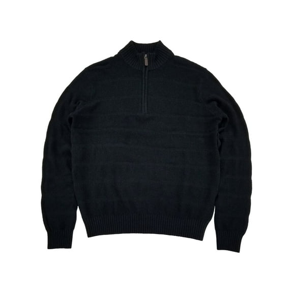 IZOD Mens Black Rock Long Sleeve Rugby Quarter-Zip Sweater Medium