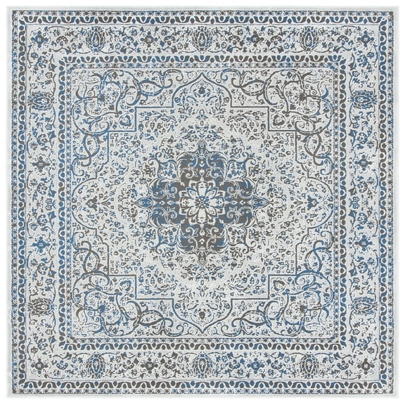 SAFAVIEH Alhambra Dawa Oriental Area Rug, Light Grey/Navy, 6'7" x 6'7" Square