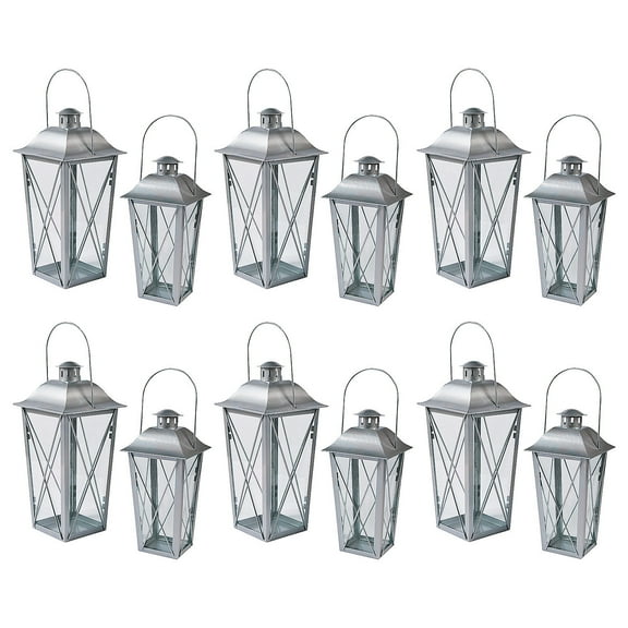 Fun Express Bulk Silver Metal Lanterns - 12 Pieces