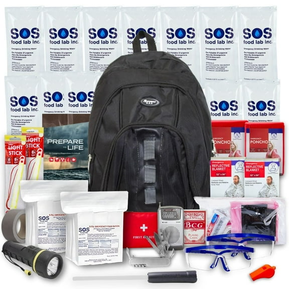 Essentials Complete Deluxe Survival Kit 2 Person | Bug-Out-Bag | Emergency Go Bag Kit for Wildfires, Hurricanes, and Other Natural Disasters
