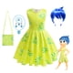 thumbnail image 2 of Movie Inside Out Joy Cosplay Costume Princess Dress+Wig For Kids Girls ​Halloween Carnival Birthday Green Printed Party Frocks, 2 of 5