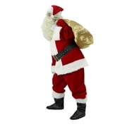 Men's Santa Claus Costume 11PCS. Christmas Velvet Adult Deluxe Santa Suit -M