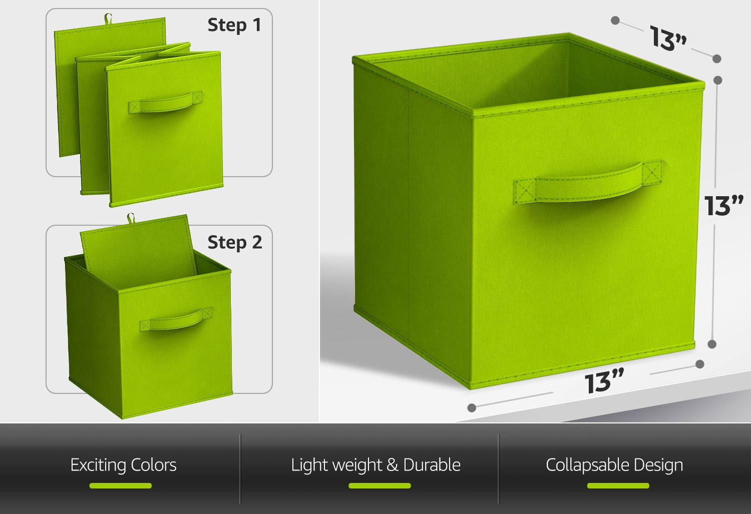 Sorbus 13" Foldable Fabric Storage Cube Bin, Green