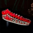 thumbnail image 4 of HINTRMENT 1Pcs Red Rhinestone Crown Headband For Bride Elegant Hairstyle Complement For Parties, 4 of 8