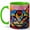 Green, variant on Stained Glass Cat Coffee Mug, Rainbow Pet Mug, Ceramic 11 oz
