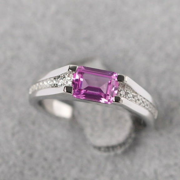 Natural Pink Sapphire 925 Sterling Silver Ring,Engagemant Ring, Birthstone Rings for Women, Gift For Her