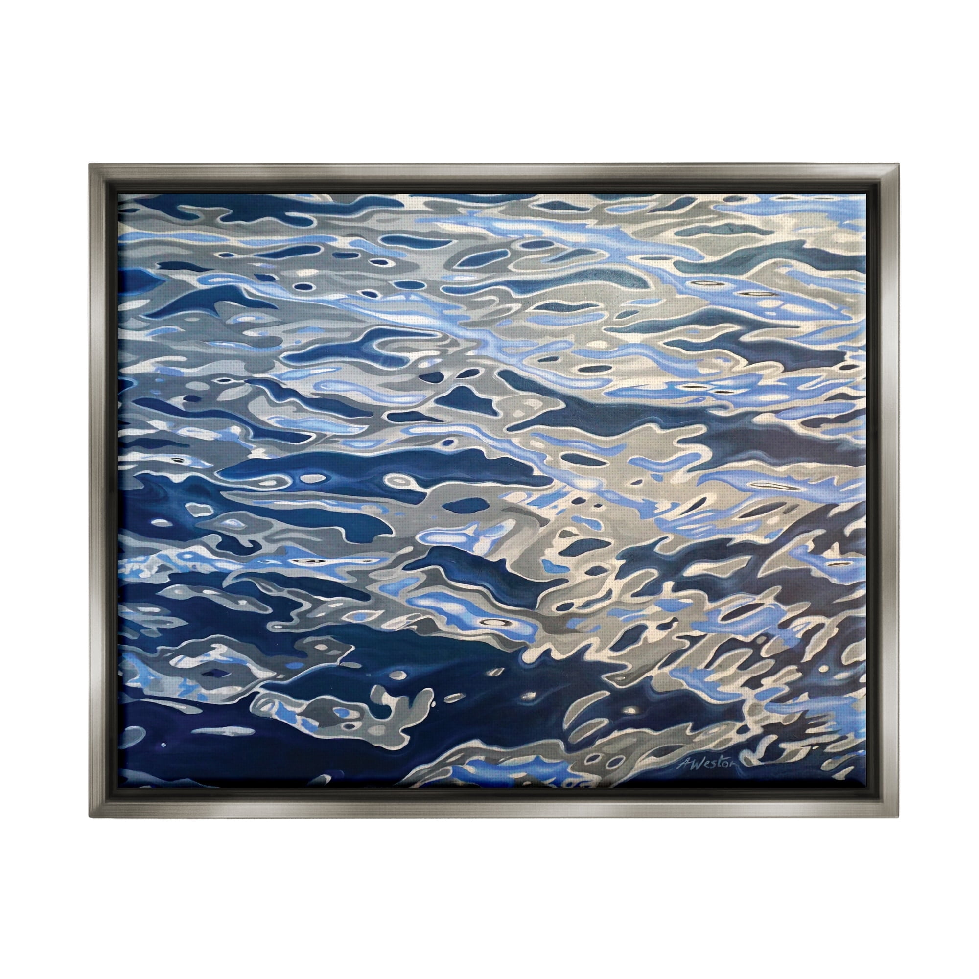 Stupell Industries Abstract Ocean Water Ripples Catching Sunlight Graphic Art Luster Gray Floating Framed Canvas Print Wall Art, Design by Alan Weston