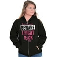thumbnail image 4 of Beware Fight Back Breast Cancer Pink Womens Plus Size Graphic Zipper Hoodie Brisco Brands 3X, 4 of 5