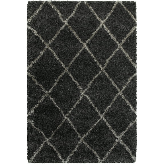 Oriental Weavers Henderson Shag Area Rug 090K1 Charcoal Diamonds Diagonal 1' 10" x 3' 3" Rectangle