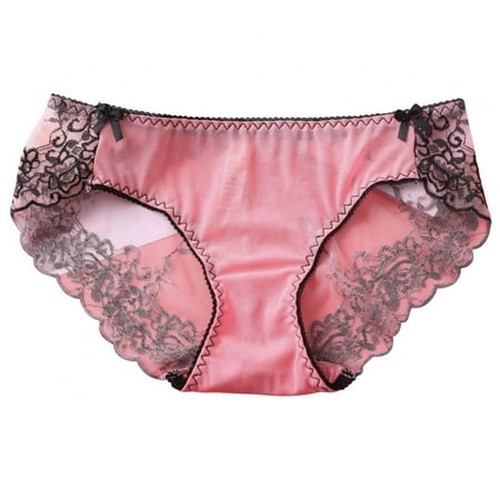 

Women Bow Lace Floral Thin See-through Panties Sexy Bikini Low Waist Underwear Briefs