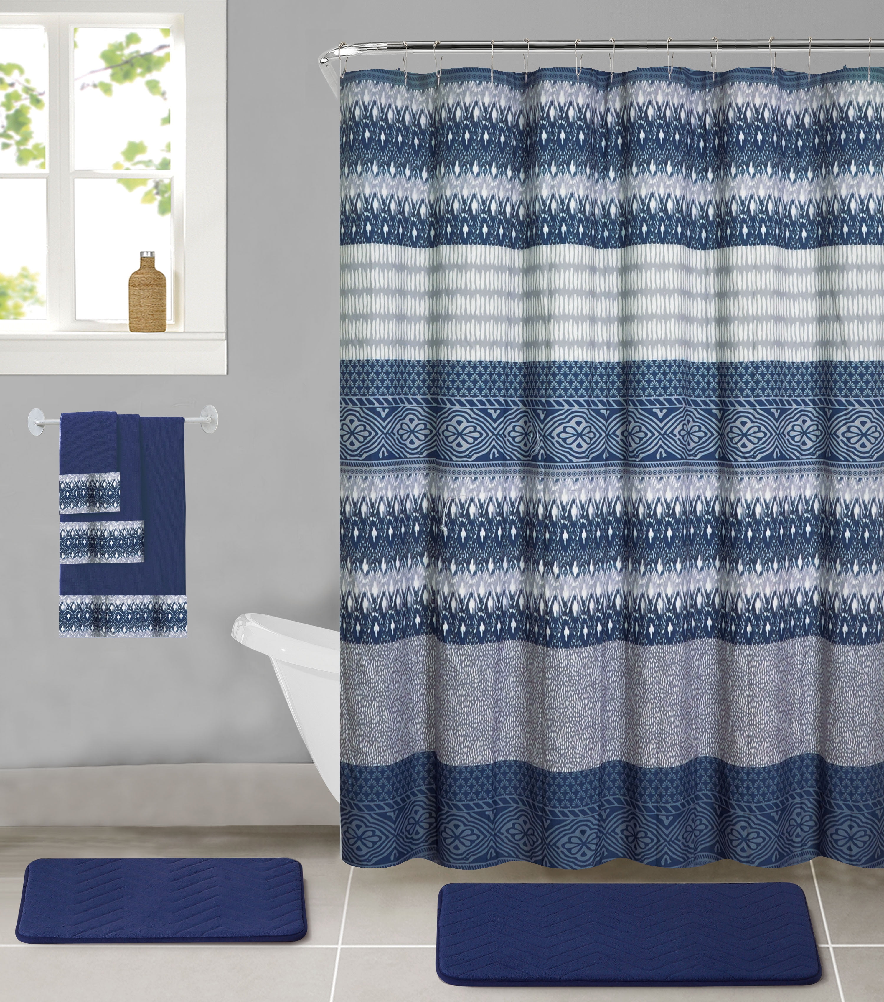 Details about   Floral Shower Curtain Set Thick Bathroom Rugs Bath Mat Non-Slip Toilet Lid Cover