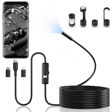 WOORNIGOJIN Wireless Endoscope，wireless endoscope camera with 8 LED Lights, 8mm 3 in 1 USB Snake Camera, Waterproof IP67 Inspection Camera for OTG Android, iPhone (10FT)