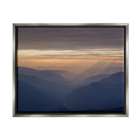 Stupell Industries Sun Rays Peeking Through Clouds Mountain Peaks Photograph Luster Gray Floating Framed Canvas Print Wall Art, Design by Jeff Poe Photography