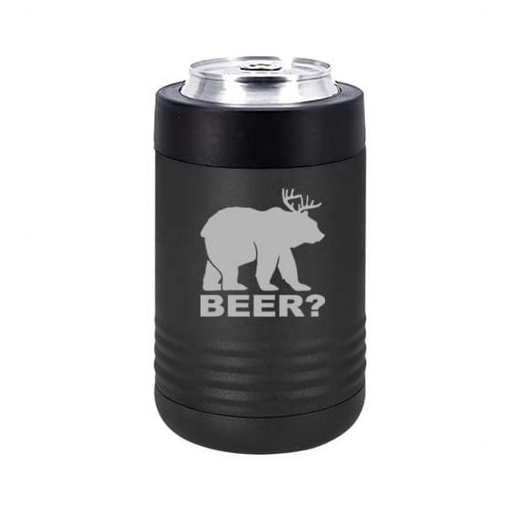 Can and Bottle Cooler Insulator Stainless Steel Double Wall Vacuum Insulated Beverage Drink Holder Deer   Bear = Beer Funny