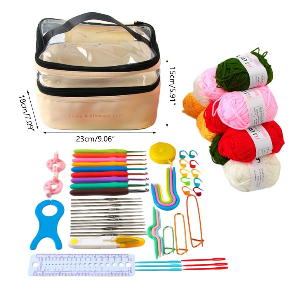 Crochet Hooks Set Crochet Kits for Beginner Knitting Kits Includes Ergonomic Metal Crochet Hooks Accessories Tools